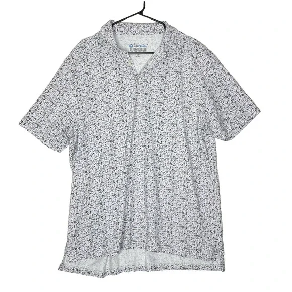 Ibkul Polo Shirt Mens XL Static Print Golf Performance UPF50+ Stretch Sport - Picture 1 of 6